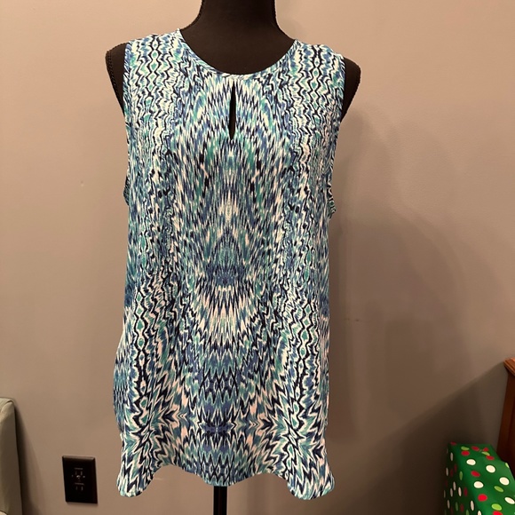 VIOLET+CLARE/ unique patterned blue tank top - Picture 1 of 5